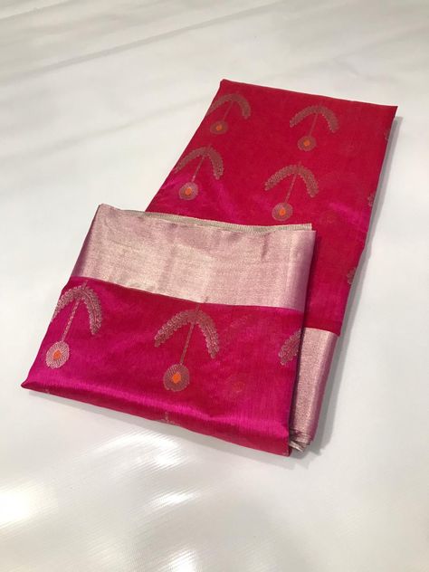 Rani Chanderi Pattu Silk Saree code is RA-429. It is made of chanderi pattu silk thread. It's length approx 6.25 meters and width 45 inches. It is with blouse piece. It will be directly shipped from chanderi weaver. #chandericottonsarees #chanderisaree #sareechanderi #chanderipattusilk #wedding #handloom #organza Chanderi Pattu Sarees, Pattu Silk Saree, Chanderi Saree, Modern Saree, Chanderi Silk Saree, Elegant Saree, Pattu Sarees, Banarasi Sarees, Bridal Saree