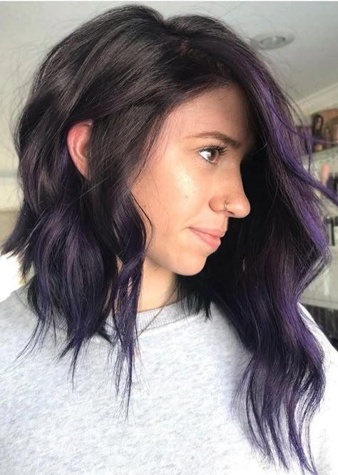 Purple Lob, Lob Styles, Lob Styling, Asymmetrical Bob Haircuts, Blond Ombre, Asymmetrical Haircut, Stacked Bob Hairstyles, Asymmetrical Hairstyles, Long Bob Haircuts