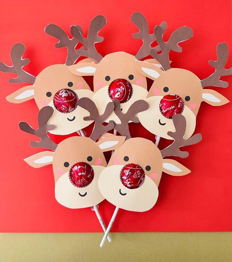 Rudolph Printable, Lollipop Printable, Rudolph Crafts, Christmas Lollipops, Christmas Tree Template, Easy Christmas Treats, Tafel Decor, Template Christmas, Candy Crafts