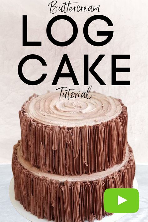 Diy Log Cake, Wood Look Cake, How To Make Bark On A Cake, Tree Bark Cake Tutorial, Wood Birthday Cake, Lumberjack Birthday Cake, Wood Cake Design, Lumberjack First Birthday Cake, Lumberjack Smash Cake