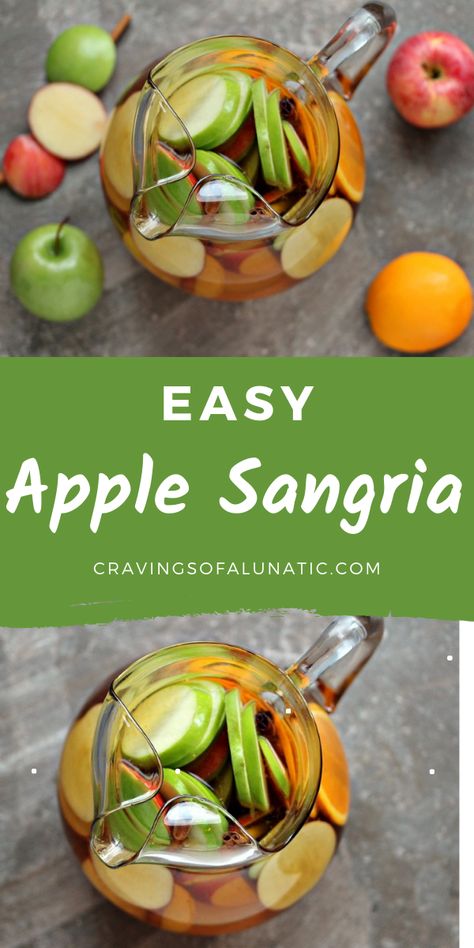 This is an easy apple sangria you will make time and time again. This recipe pops with fresh fruit and incredible flavour. Whip up a batch today! #easy #apple #sangria #drink #beverage #cocktail #fallrecipe #thanksgiving Sangria Fall, Apple Pie Sangria, Apple Sangria Recipes, White Wine Sangria Recipe, Easy Sangria Recipes, Apple Sangria, Tasty Cocktails, Winter Drink, Beverage Recipes