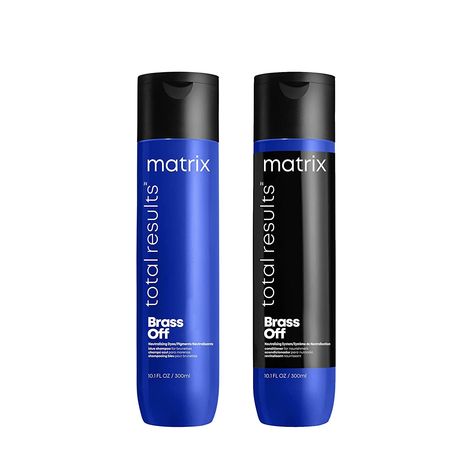 MATRIX Total Results Brass Off Color Depositing Blue, Blue Shampoo, 300 ml (Pack of 1) & Total Results Brass Off Nourishing Conditioner, 300 ml Matrix Brass Off, Blue Shampoo, Brassy Hair, Matrix Total Results, Color Depositing Shampoo, Matrix Color, Shampoo And Conditioner Set, Toning Shampoo, Hair Vitamins