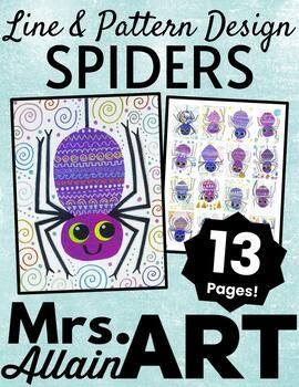 This project tutorial will guide you step-by-step through the process to create a mixed media collage spider. The full process is documented using color photos modeling each step along the way. Includes tips and tricks to help make you and your students feeling confident creating your own special spider works of art. Spider Art Project, Line Pattern Design, Line Art Projects, Line Art Lesson, Art Kindergarten, Grade 1 Art, Elementary Art Classroom, Kindergarten Art Lessons, Halloween Art Projects