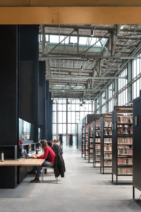 LocHal Public Library | Civic Architects | Archinect Concrete Library, Public Library Design, Library Project, Theater Architecture, Library Interior, Library Architecture, Acoustic Design, Public Libraries, Modern Library