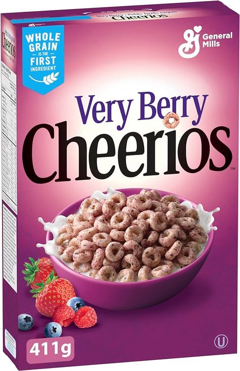 CHEERIOS Naturally Flavoured Very Berry Cereal Box, No Artificial Colours, No Artificial Flavours, Whole Grain is the First Ingredient, Flavoured with Real Fruit, 411 Grams Package of Cereal : Amazon.ca: Grocery & Gourmet Food Berry Cereal, Cheerios Cereal, Cranberry Powder, Blueberry Powder, Strawberry Powder, Strawberry Juice, Very Berry, Real Fruit, Gourmet Food