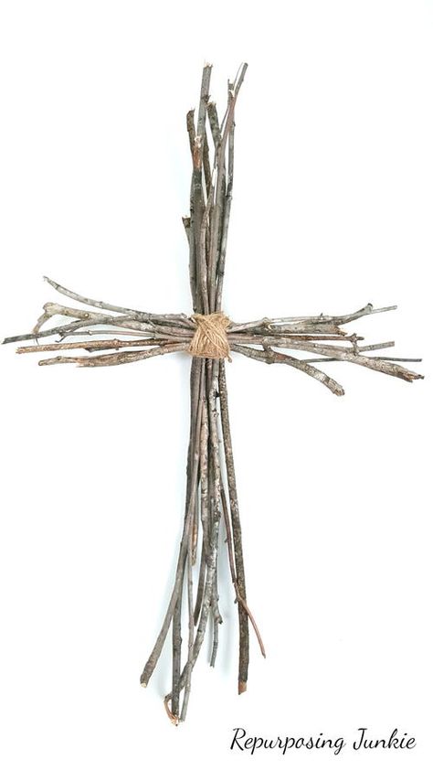 Rustically Beautiful Twig Cross Faith Crafts, Twig Crafts, Easter Wood Crafts, Twig Art, Rustic Cross, Cross Wreath, Christian Crafts, Cross Crafts, Easy Easter Decorations