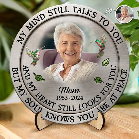 No matter how much time passes, a parent's love remains—woven into the fabric of who we are.

Honor the memory of a loved one with the Custom Photo Memorial My Mind Still Talks To You - Personalized 2-Layered Wooden Plaque With Stand. This unique and meaningful keepsake brings comfort and remembrance, featuring a custom photo and heartfelt message to cherish forever.

Crafted with high-quality wood, this Personalized 2-Layered Wooden Plaque With Stand has a beautifully layered design that adds d Wooden Display Stand, Images And Words, Strongest Glue, At Peace, Layered Design, Wooden Plaques, Talking To You, Pick One, Christmas Birthday