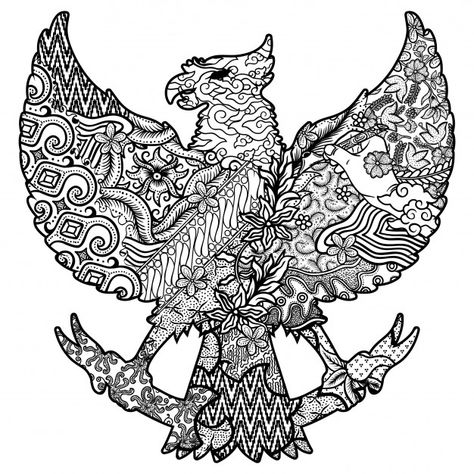 Batik on garuda silhouette, available to download on @freepik, click image to download  #garuda #batik #outline #illustration #freepik #silhouette #java #bali #ornaments #flower #ethnic #pattern Batik Tattoo Design, Indonesian Tattoo Ideas, Indonesian Tattoo, Batik Drawing, Black And White Vector, Indonesian Art, Batik Art, Motif Batik, Batik Pattern