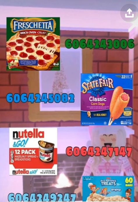 not mine | Bloxburg decal codes, Bloxburg food decals, Bloxburg decals codes Bloxburg Frozen Food Decals, Bloxburg Kitchen Room Ideas, Blocksburg Food Codes, Bloxburg Lifeguard Codes, Dog Outfit Codes Bloxburg, Bloxburg Food Decals Codes Chips, Roblox Food Codes, Food Bloxburg Codes, Bloxburg Snack Codes