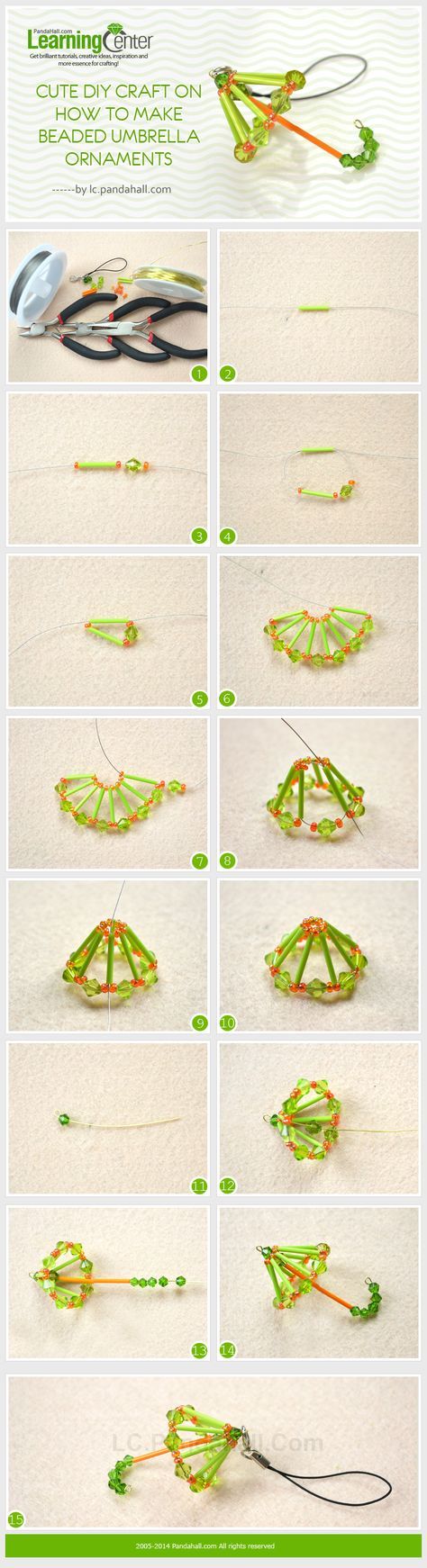 Beaded Umbrella, Umbrella Tutorial, Safety Pin Crafts, Diy Beaded Ornaments, Jewels Diy, Seed Bead Crafts, Diy Jewelry Necklace, Jewerly Beads, Seed Bead Tutorial