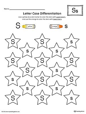 Letter Case Recognition Worksheet: Letter S Worksheet.This fun and coloring activity helps preschoolers and kindergarteners recognize the difference between the uppercase and lowercase letter S. S Letter Worksheet, Letter S Crafts For Kindergarten, Letter S Worksheets For Preschool, Letter S Worksheet, S Worksheet, Preschool Letter S, Letter S Activities, Letter S Worksheets, Puzzle Printable