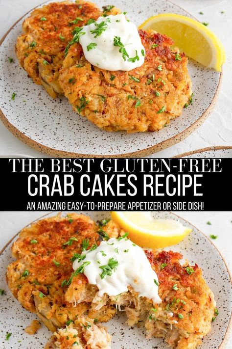 Crab Cake Recipe Easy, Paleo Crab Cakes, Crab Cakes Recipe Best, Gluten Free Cake Recipes Easy, Healthy Crab Cakes, Gluten Free Fish Recipes, Gluten Free Crab Cakes, Gluten Free Dairy Free Recipes Dinner, Crab Cakes Recipe