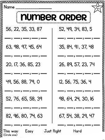 Number Order Worksheets - Worksheet School First Grade Math Worksheets, Comparing Numbers, 2nd Grade Math Worksheets, 1st Grade Math Worksheets, First Grade Activities, 2nd Grade Worksheets, Skip Counting, Math Work, Kids Math Worksheets