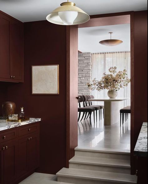 Red Interior Design, Burgundy Walls, Oxblood Red, Bar Led, Interior Work, Red Lacquer, Color Crush, Red Interiors, Wet Bar