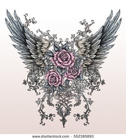 Tattoo Wings Back, Drawn Wings, Tattoo Wings, Heart With Wings Tattoo, Rose And Butterfly Tattoo, Traditional Rose, Filigree Tattoo, Men Tattoos Arm Sleeve, Traditional Tattoo Sleeve