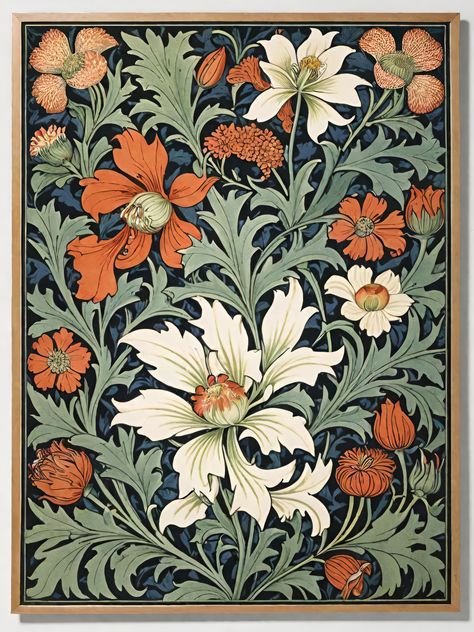 Inspired by nature and crafted with intricate designs, Morris's artwork brings a sense of beauty and serenity to any room. Elevate your decor with his iconic patterns and rich colors. #WilliamMorris #WallArt #NatureInspired #HomeDecor #ArtisticElegance #PinterestInspiration Art Nouveau Flowers Illustration, Victorian Curtains, Paper Screen, Ornament Drawing, Art Nouveau Flowers, William Morris Art, Digital Flowers, Flower Illustration, Boho Bedroom