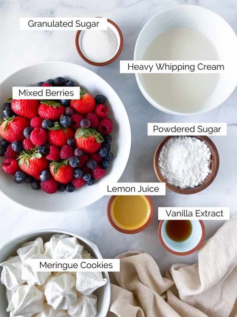 Mixed Berry Eton Mess | Foodtalk Eaton Mess Recipe Easy, Eton Mess Trifle, Eaton Mess Recipe, Macerated Berries, Eton Mess Dessert, Eton Mess Recipe, Eaton Mess, Vanilla Meringue Cookies, Lemon Meringue Cookies