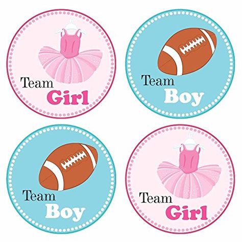 Tutu and Football Gender Reveal Sticker Labels - Team Girl and Boy Baby Shower Party - Set of 30 Football Baby Shower Invitations, Football Gender Reveal, Football Baby Shower, Baby Boy Shower Party, Handmade Tutu, Ballet Costume, Gender Party, Creative Friends, Candy Stickers