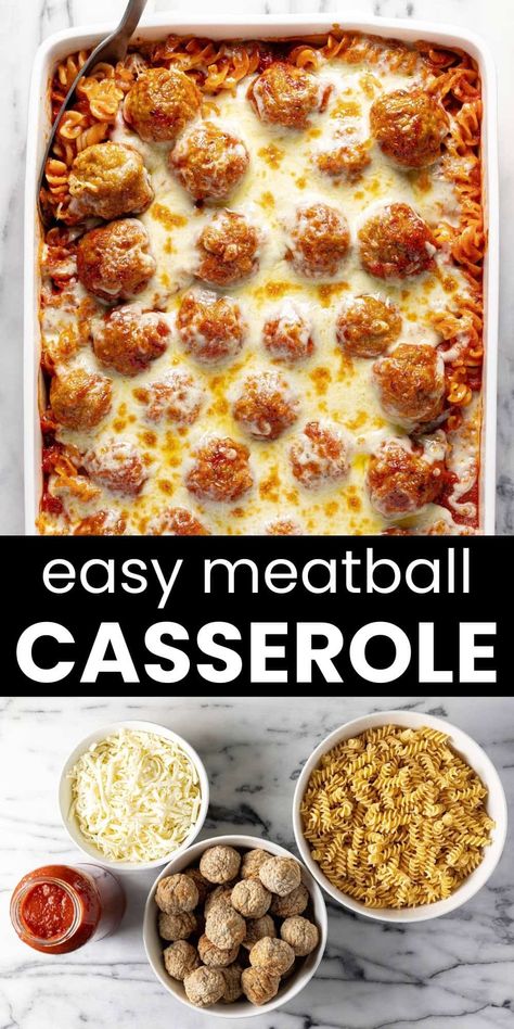 Meatball Casserole With Frozen Meatballs, Meatball Casserole Recipe, Frozen Meatball Recipes, Easy Meatball, Meatball Dinner, Meatball Casserole, Chicken Bacon Ranch Casserole, Cheesy Chicken Enchiladas, Spaghetti Casserole