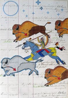 Ledger Art, Buffalo Art, Art Native American, Native Artwork, Native American Decor, Native American Paintings, Pinto Horse, Native American Artwork, Southwestern Art