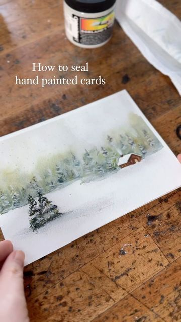 Hand Painted Cards, Painted Cards, Happy Painting, Hand Painted Card, Watercolor Ideas, Paint Cards, December 19, Glass Frame, Color Painting