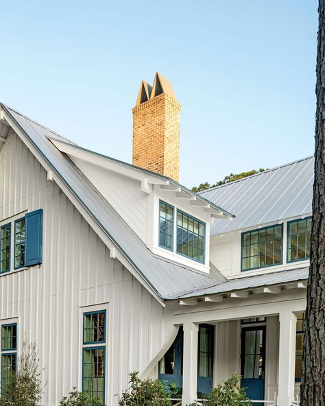 Exterior: The Roof Living Exterior, Metal Roof Houses, Blue Window, Shed Dormer, Suzanne Kasler, Palmetto Bluff, House Photo, Roof Window, Roof Colors