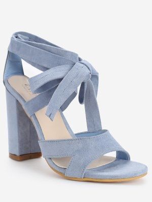 Crisscross Block Heel Ankle Strap Lace Up Sandals - Light Blue 36 Blue Sandals Heels, Blue Block Heels, Shoes Heels Classy, Fancy Shoes, Black Shoes Women, Blue Block, Lace Up Sandals, Comfortable Sandals, Ankle Strap Heels