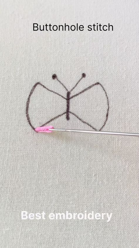 Best embroidery by Naziyajaleel | 🦋easy method of stitching butterfly ❤️❤️ #embroidery #embroideryart #handmade #handembroiderytutorial #butterfly #embroiderybutterfly… | Instagram Buttonhole Stitch Embroidery, Diy Embroidery Thread, Buttonhole Stitch, Modern Hand Embroidery Patterns, Butterfly Stitches, Basic Hand Embroidery Stitches, Embroidery Stitches Beginner, Simple Hand Embroidery Patterns, Embroidery Lessons