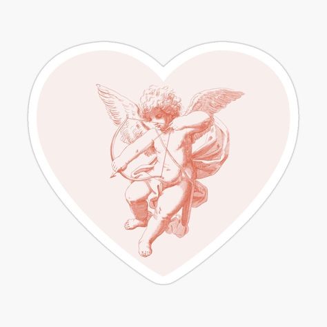 Cupid Aesthetic Drawing, Vintage Valentines Tattoo, Message Booth, Cupid Art Aesthetic, Valentines Icons Aesthetic, Sticker Wallpaper Aesthetic, Cupid Pfp, Cupid Pink Aesthetic, Cupid Sketch