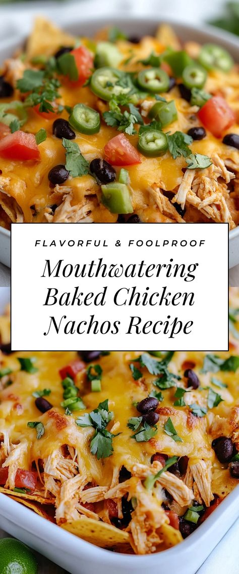 Image for Mouthwatering Baked Chicken Nachos Recipe Chicken Nachos With Rotisserie Chicken, Nachos With Rotisserie Chicken, Oven Chicken Nachos, Best Chicken Nachos Recipe, What To Serve With Nachos, Chicken Nacho Recipes, Easy Nachos Recipe Simple, Chicken Nachos Recipe Easy, Ground Chicken Nachos