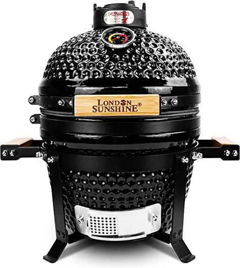 London Sunshine 13 inch Ceramic Kamado Charcoal BBQ Grill - Black Mini Charcoal Grill, Buffet Presentation, Kamado Bbq, Portable Bbq Grill, Charcoal Bbq Grill, Kamado Grill, Wood Pellet Grills, Kamado Joe, Barbeque Grill