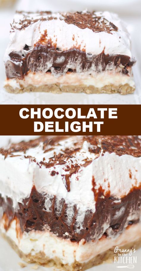 Chocolate Delight Recipe, Chocolate Layer Dessert, Cool Whip Desserts, Layered Dessert, Chocolate Pudding Recipes, Easy Chocolate Desserts, Fluff Desserts, Dessert Simple, Slow Cooker Desserts