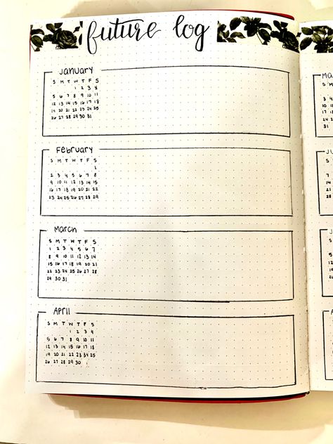 Bujo Future Log Ideas, Bujo Future Log Layout, Future Log Bujo, Bujo Future Log, Future Log Bullet Journal, College Journal, Ryder Carroll, Monthly Log Bullet Journal, Daily Log Bullet Journal Layout