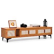 Mid Century Modern Tv Console, Rattan Style, Tv Stand Cabinet, Bamboo Shelf, Tv Stand With Storage, Tv Stands And Entertainment Centers, Living Room Cabinets, Tv Console, Living Room Tv