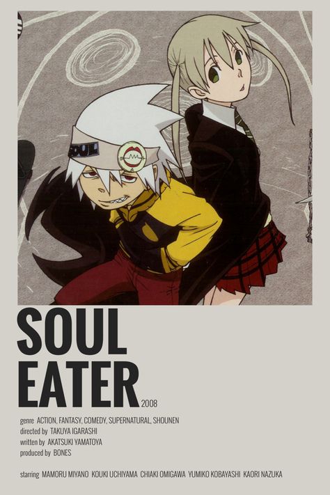 Soul Eater Anime Poster, Soul Eater Minimalist Poster, Anime Info Cards, Anime Posters Minimalist, Soul Eater Poster, Anime Pantone, Soul Eater Wallpaper, Soul Eater Anime, Anime Soul Eater