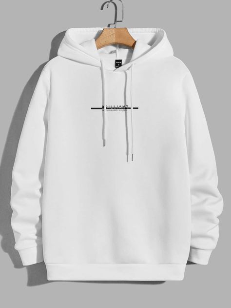 White Casual Collar Long Sleeve Knitted Fabric Letter Pullovers Embellished Slight Stretch  Men Hoodies & Sweatshirts White Hoodie Outfit Men, White Hoodie Outfit, Hoodies Outfit, Hoodie Outfit Men, African Wear Styles For Men, Hype Clothing, Men Sweatshirts, Men Fashion Casual Shirts, Stylish Hoodies