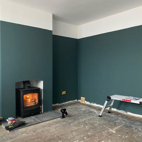 Liv (&Jord) refurb.newbies on Instagram: “Getting there! @lick teal 03 on the walls, lovely to paint with, no nasties too Next is picture rail install, tripping over it every day��…” Teal Living Rooms, Done And Dusted, Picture Rail, Home Together, Family Help, Front Rooms, Future Family, Our Future, Front Room