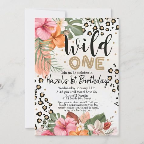 Girl Wild One Birthday Invitation Cheetah Print | Zazzle Cheetah Invitations, Cheetah Print Birthday, Cheetah Party, Cheetah Birthday, Baby Cheetah, Wild One Birthday Invitations, 95 Birthday, Wild One Birthday, Wild One Birthday Party