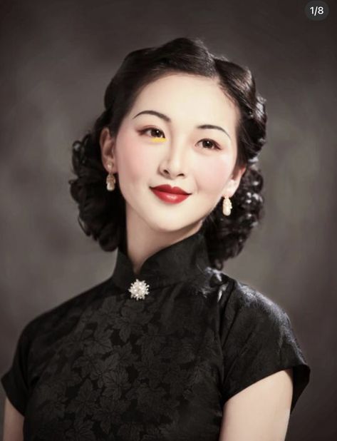 China Hairstyle, 1940 Hairstyles, Old Shanghai Style, 1938 Fashion, Hairstyles 1920, 1940s Women, Chinese Woman, Old Shanghai, 1940s Hairstyles