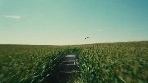 Cornfield Chase | Interstellar Interstellar Cinematography, Directed By Christopher Nolan, Colorful Art Projects, Cinematic Shots, Cinematography Lighting, Filmmaking Cinematography, Corn Field, Sci Fi Films, Movie Shots