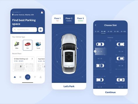 Hello Folks, Have a look at the impressive parking app design! The app will assist in finding a vacant parking spot for bikes, cars, and other vehicles. #parkingapp #parkingfinderapp #uidesign #mobileapp #uiux #appdesign Smart Parking, Ux Design Principles, Parking App, Car App, Car Ui, Parking Solutions, Booking App, Mobile Interface, Parking Spot