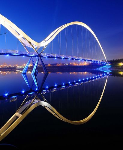 Infinity Bridge, Stockton-on-Tees, Northeast England Stockton On Tees, Bridge Over Troubled Water, England Photography, Bridge Building, Bridge Design, A Bridge, Covered Bridges, Civil Engineering, Oh The Places Youll Go