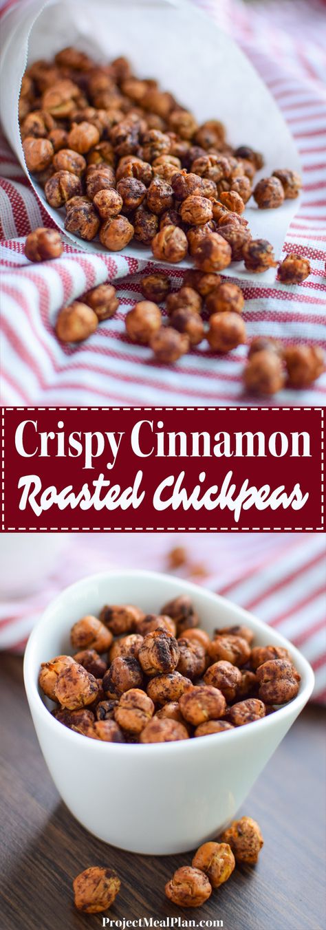 Crispy Cinnamon Roasted Chickpeas - A healthy crunch holiday treat! Four simple ingredients and your home smells amazing! - ProjectMealPlan.com Holiday Recipes Desserts, Healthy Holiday Treats, Fast Snack, Desserts Healthy, Honey Cinnamon, Healthy Holiday Recipes, Crispy Chickpeas, Chickpea Recipes, Roasted Chickpeas