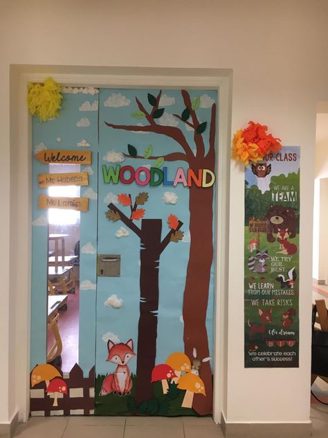 Woodland Door Decorations Classroom, Toddler Daycare Rooms, Forest Theme Classroom, Classroom 2023, Forest Classroom, Toddler Daycare, Door Decorating Contest, Vbs 2024, School Doors