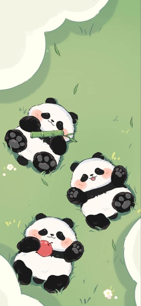 Kawaii Forest Wallpaper, Chibi Panda Drawing, Panda Kawaii Wallpaper, Panda Wallpapers Aesthetic, Panda Wallpaper Iphone Backgrounds, Cute Panda Drawing Doodles, Cute Panda Cartoon Wallpapers, Iphone Wallpaper Panda, Cute Panda Cartoon Kawaii