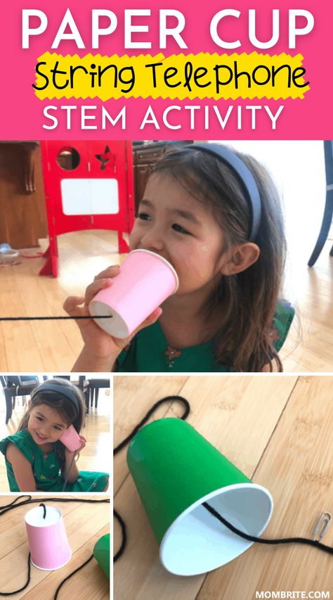 Camera Activities For Preschool, Cup Activities For Kids, Paper Cup Telephone, Paper Cup Phone, Technology Activities For Kids, Stem Activities Elementary, Kindergarten Science Projects, Stem Activity For Kids, Old School Phone