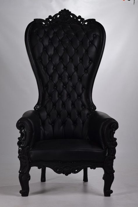 Black Throne, Gothic Decor Bedroom, Fancy Chair, Gothic Interior, Black Leather Chair, Baroque Furniture, Gothic Furniture, Dark Home Decor, Throne Chair