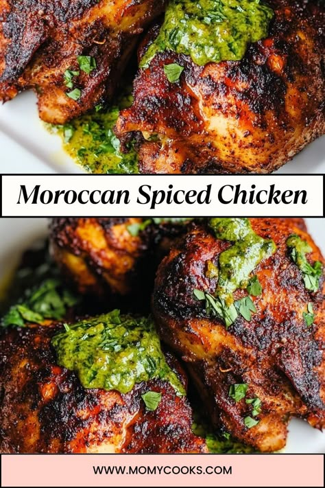 Moroccan Spiced Chicken is a delectable dish infused with exotic spices and vibrant flavors that reflect the essence of Moroccan cuisine. Combining aromatic spices such as cumin, coriander, cinnamon, and turmeric, this dish brings a comforting warmth to any meal. With easy preparation and an elegant presentation, it’s perfect for weeknights yet impressive enough for special occasions. Moroccan Appetizers Finger Foods, Moroccan Spiced Chicken, Moroccan Spice Blend Recipe, Moroccan Grilled Chicken, Healthy Moroccan Recipes, Moroccan Main Dish, Food In Morocco, Authentic Moroccan Recipes, Moroccan Chicken Soup