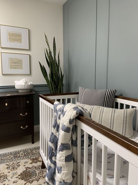 Blue Gray Nursery, Baby Blue Nursery, Nursery Blue, Blue Nursery Boy, Grey Wall Color, Blue Grey Walls, Baby Nursery Neutral, Baby Boy Room Nursery, Baby Room Inspiration