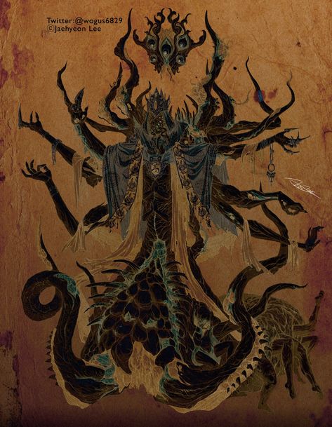 ArtStation - Hastur(Ancient mural ver.) Ancient Mural, Gothic Monster, Lovecraft Art, Lovecraftian Horror, Eldritch Horror, Cthulhu Mythos, Cosmic Horror, 다크 판타지, Occult Art